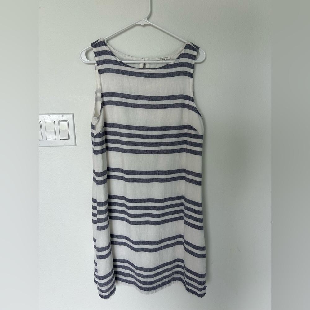 beachlunchlounge Navy and White Striped Midi Dress